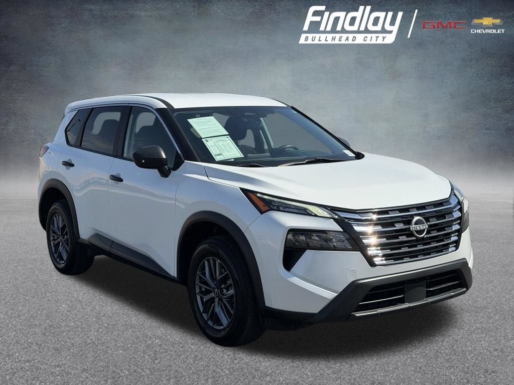 2024 Nissan Rogue S in White — front three-quarter view