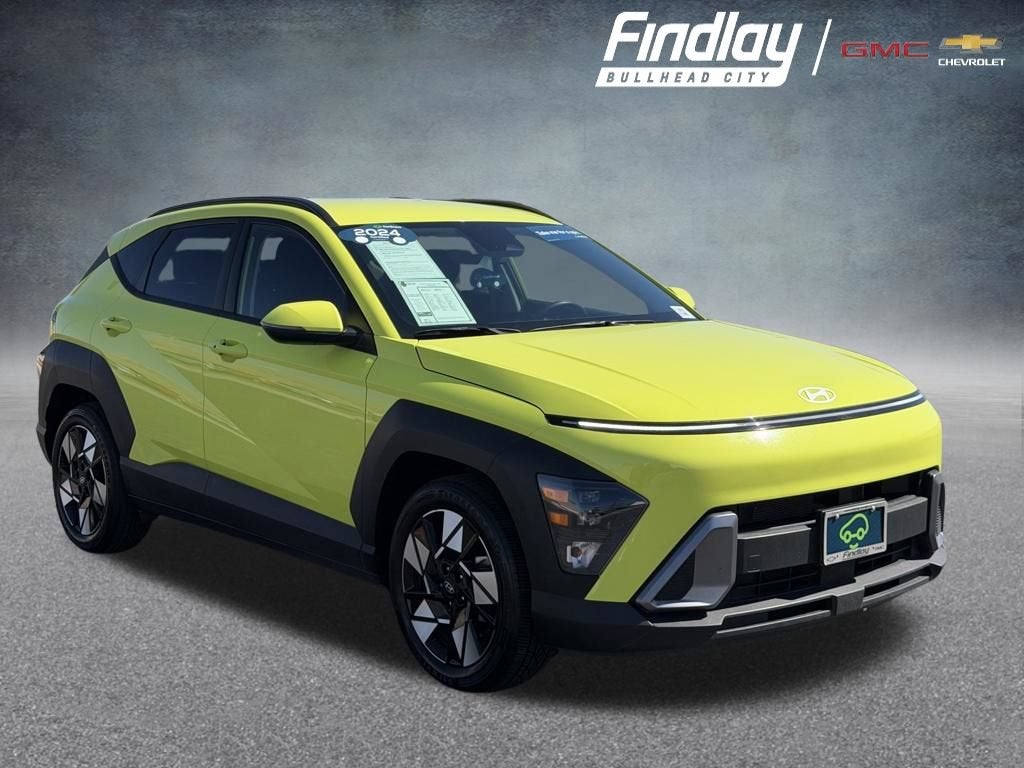 2024 Hyundai Kona SEL in Yelloe — front three-quarter view